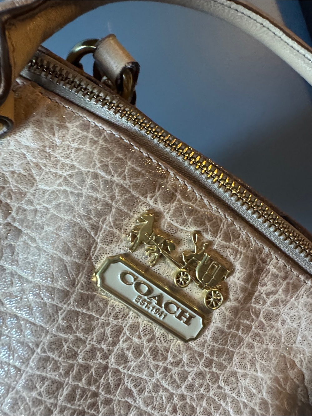 Coach Tan Leather Satchel with Gold Hardware - Picture 11 of 14